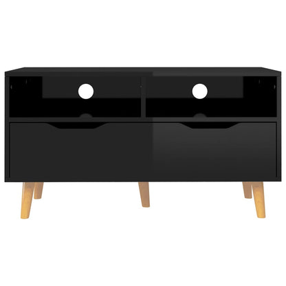 Tv-Meubel 90X40X48,5 Cm Bewerkt Hout Hoogglans zwart