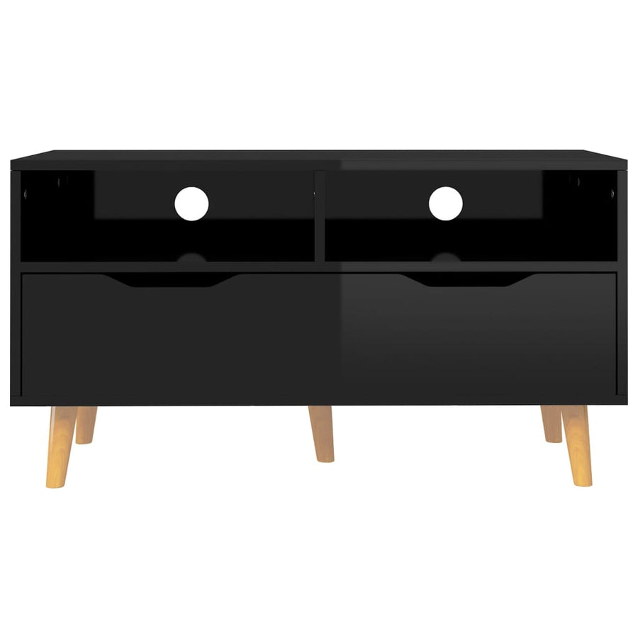 Tv-Meubel 90X40X48,5 Cm Bewerkt Hout Hoogglans zwart