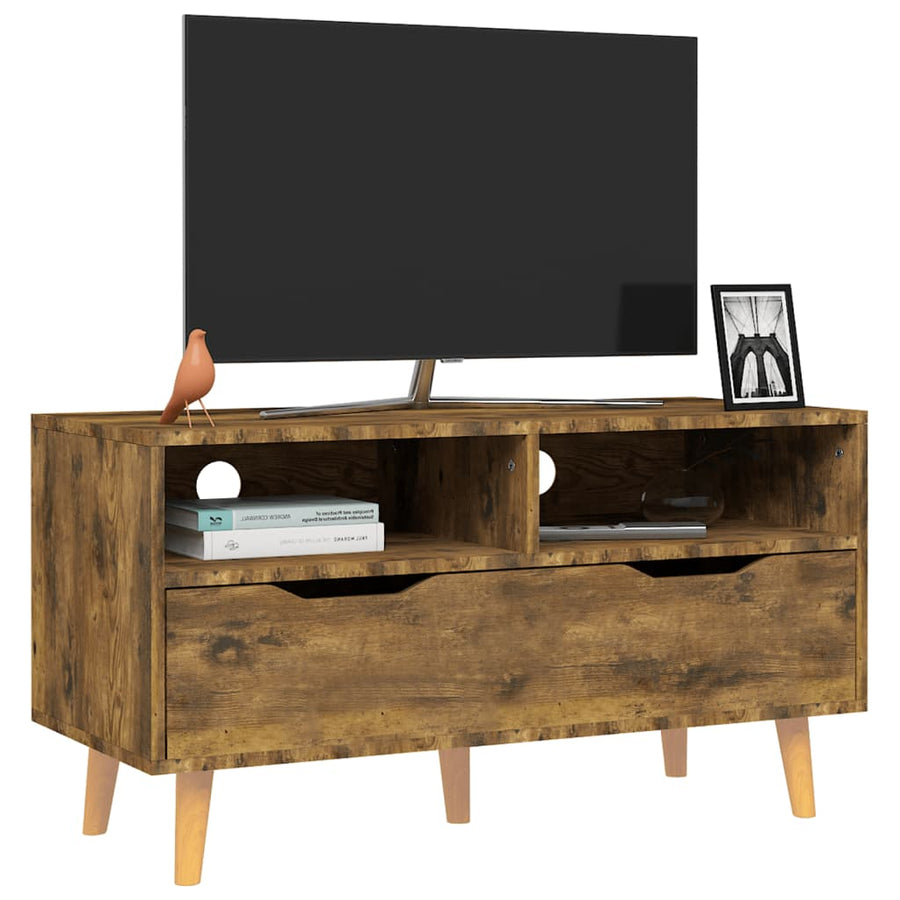 Tv-Meubel 90X40X48,5 Cm Bewerkt Hout Kleurig Gerookt eiken