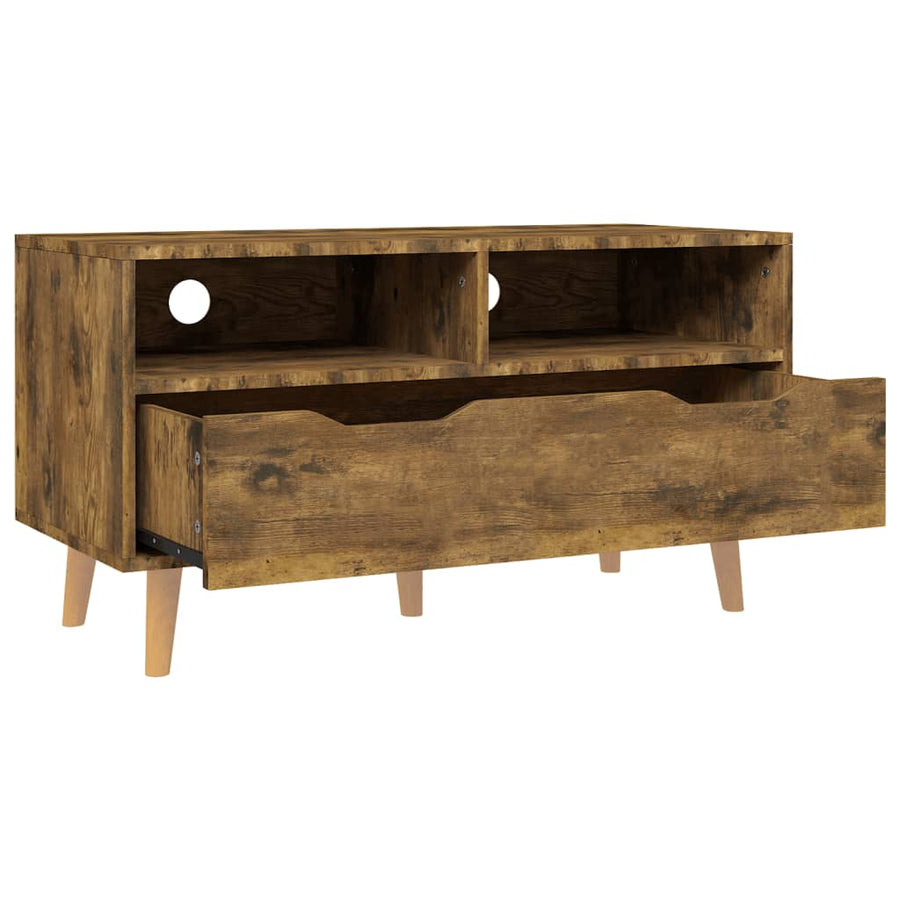 Tv-Meubel 90X40X48,5 Cm Bewerkt Hout Kleurig Gerookt eiken