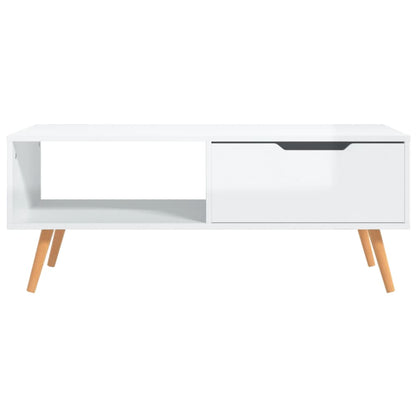 Salontafel 100X49,5X43 Cm Bewerkt Hout Hoogglans wit