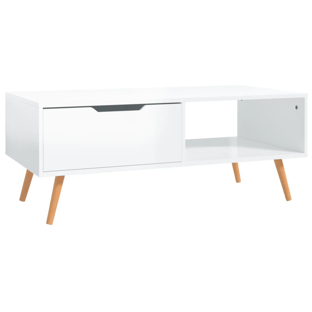 Salontafel 100X49,5X43 Cm Bewerkt Hout Hoogglans wit