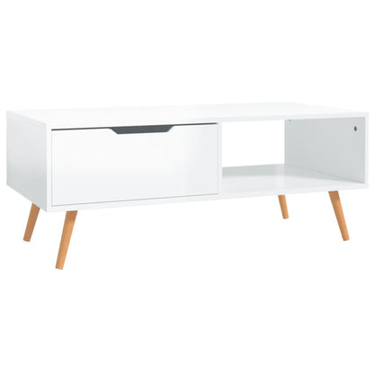 Salontafel 100X49,5X43 Cm Bewerkt Hout Hoogglans wit