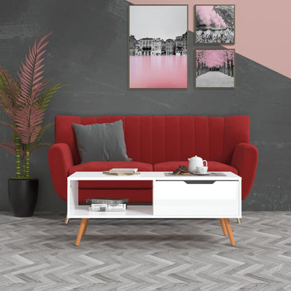 Salontafel 100X49,5X43 Cm Bewerkt Hout Hoogglans wit