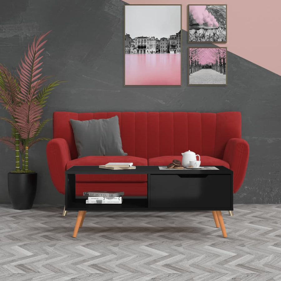 Salontafel 00X49,5X43 Cm Spaanplaat Hoogglans zwart
