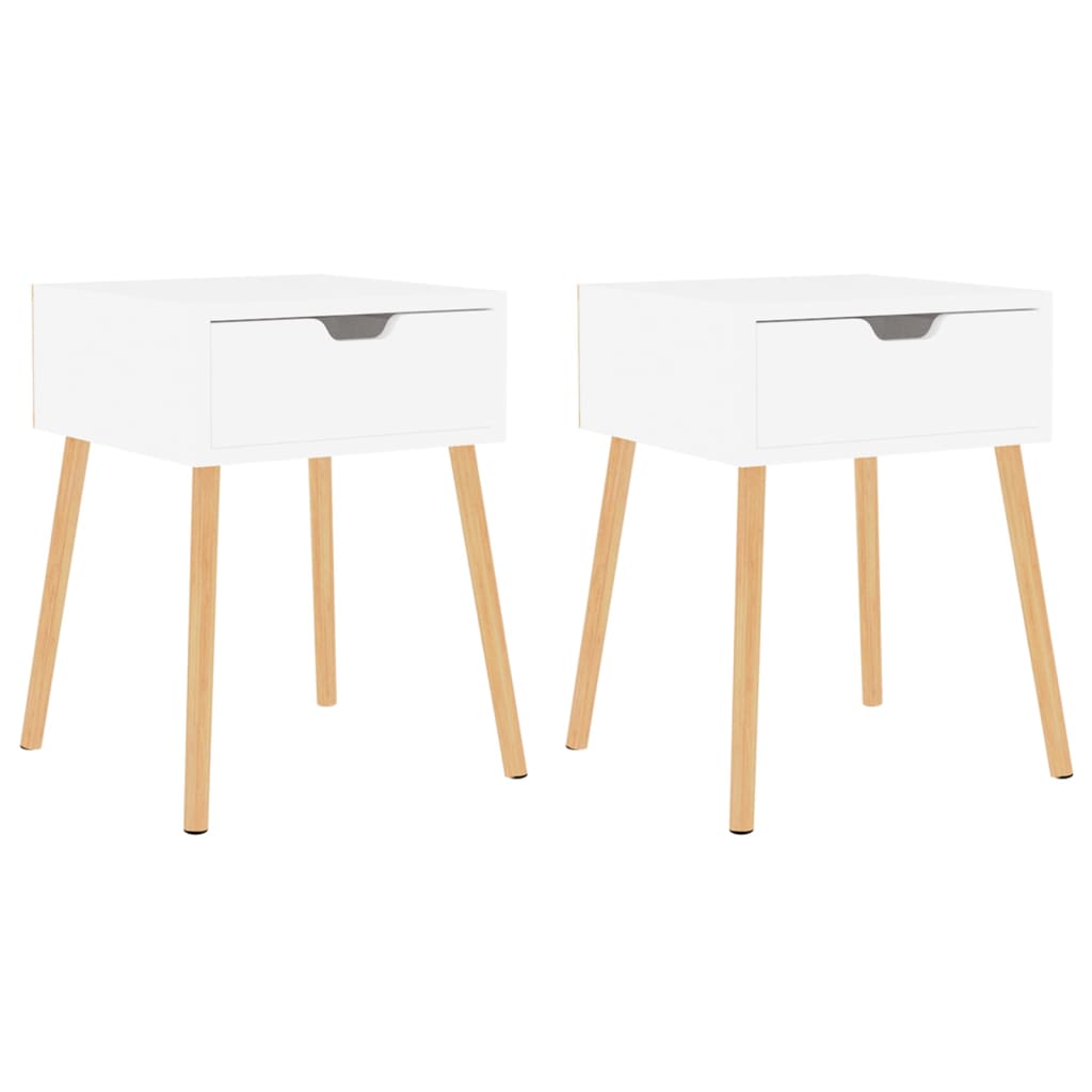 Nachtkastjes 2 st 40x40x56 cm bewerkt hout hoogglans wit