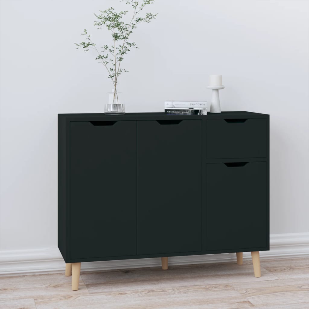 Dressoir 90x30x72 bewerkt hout zwart