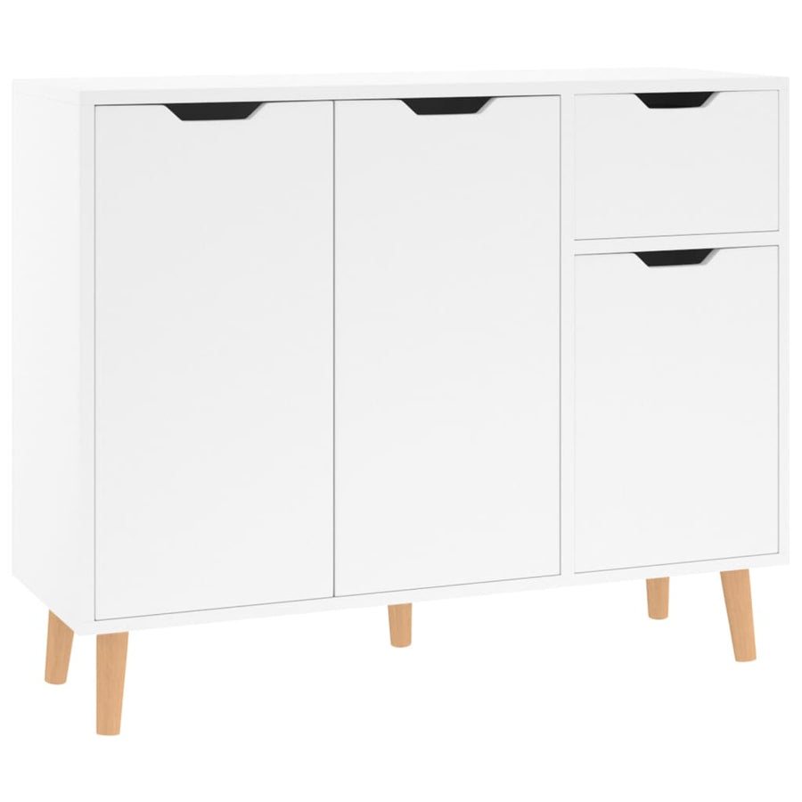 Dressoir 90x30x72 cm bewerkt hout hoogglans wit