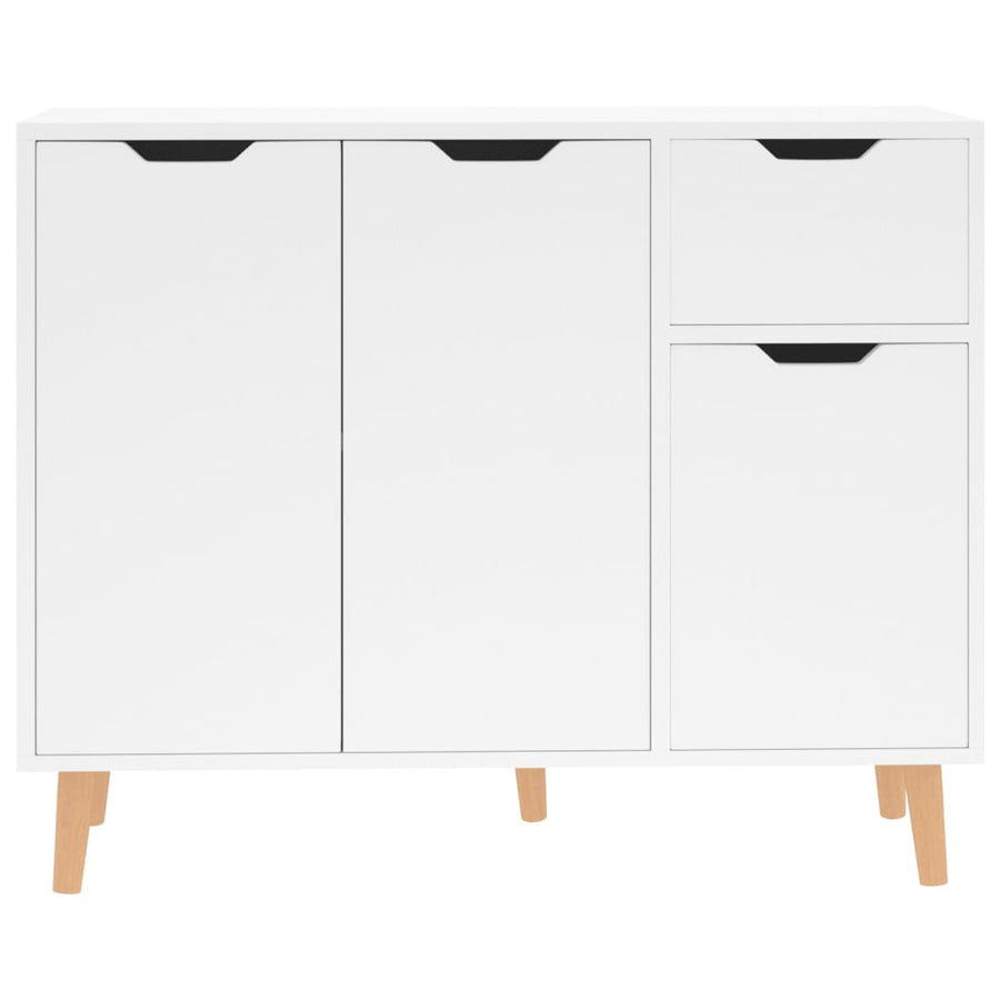 Dressoir 90x30x72 cm bewerkt hout hoogglans wit