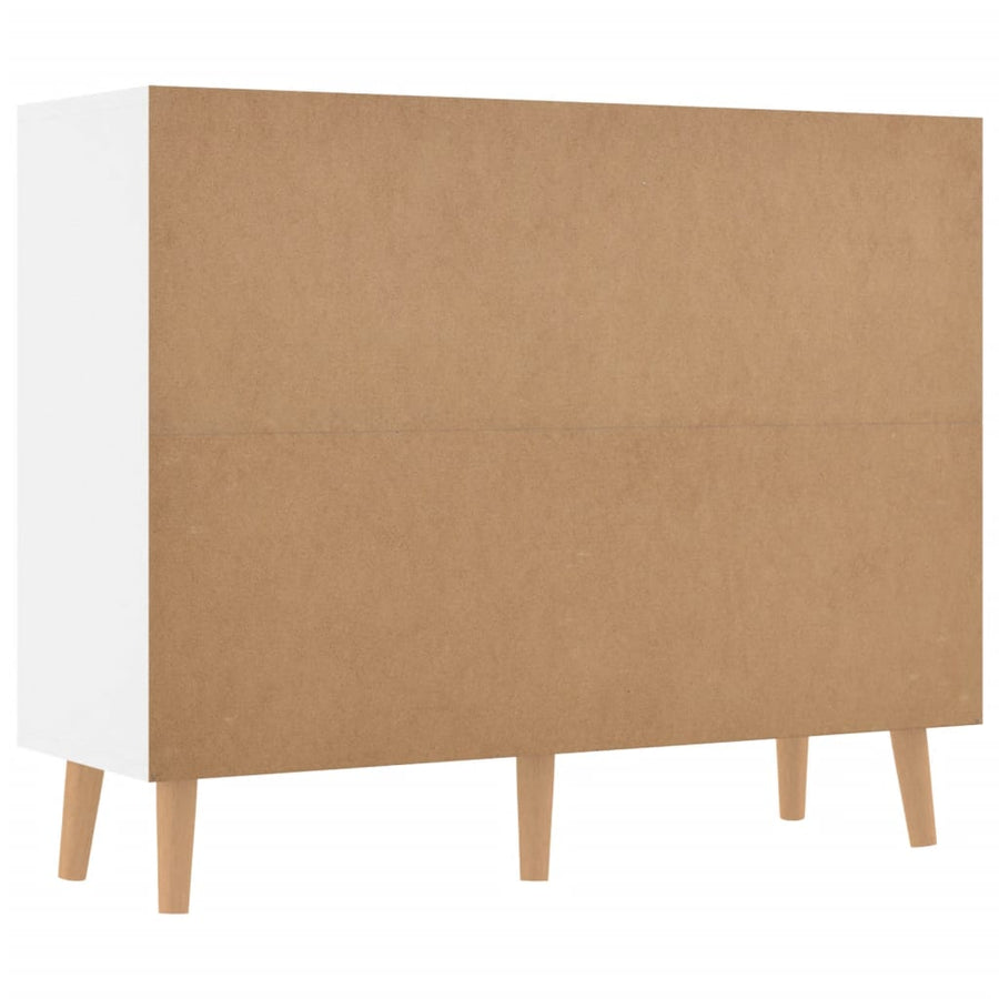 Dressoir 90x30x72 cm bewerkt hout hoogglans wit