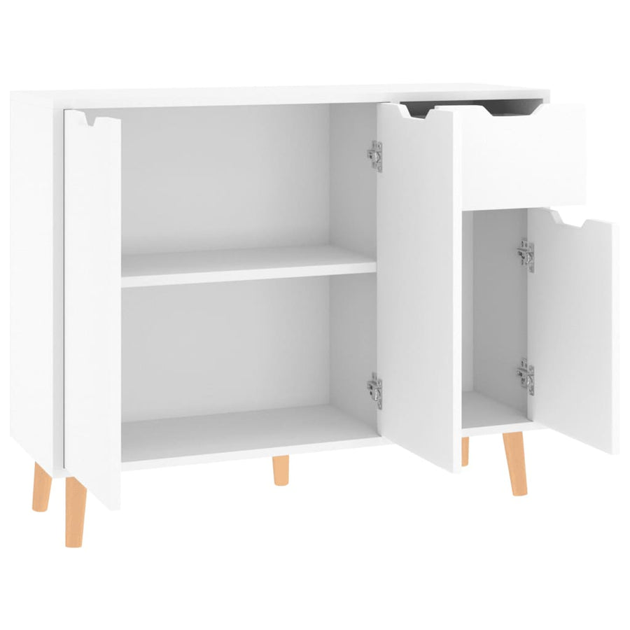 Dressoir 90x30x72 cm bewerkt hout hoogglans wit