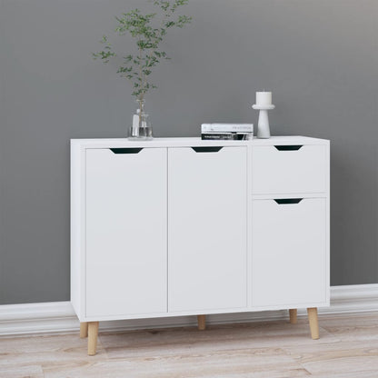 Dressoir 90x30x72 cm bewerkt hout hoogglans wit