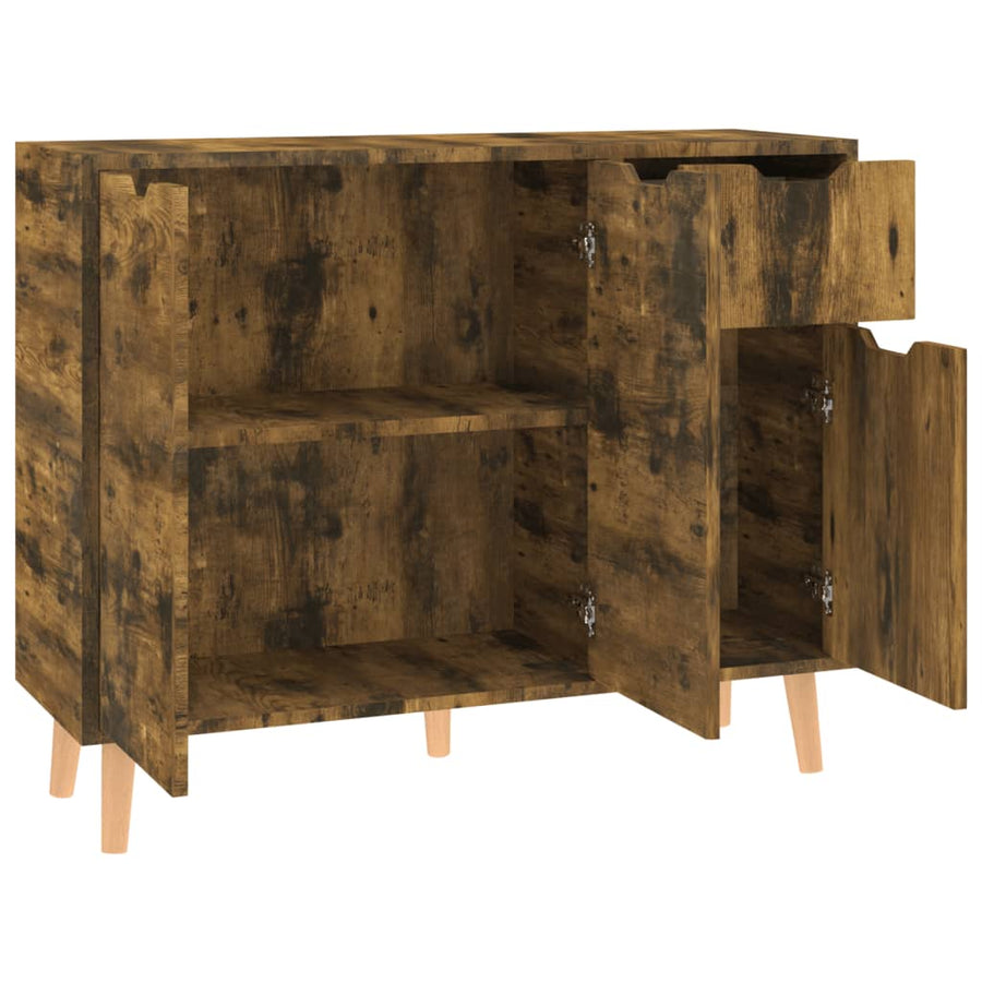 Dressoir 90X30X72 Cm Bewerkt Hout Kleurig Gerookt eiken