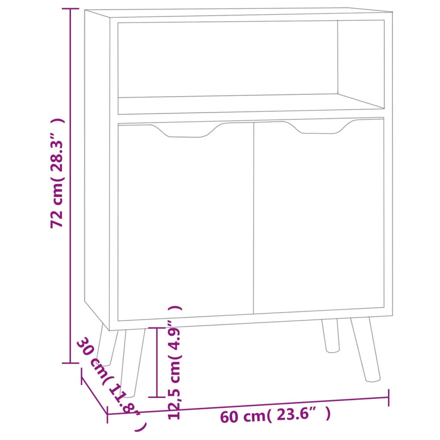 Dressoir 60x30x72 cm bewerkt hout wit