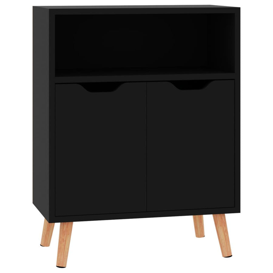 Dressoir 60X30X72 Cm Bewerkt Hout Hoogglans zwart