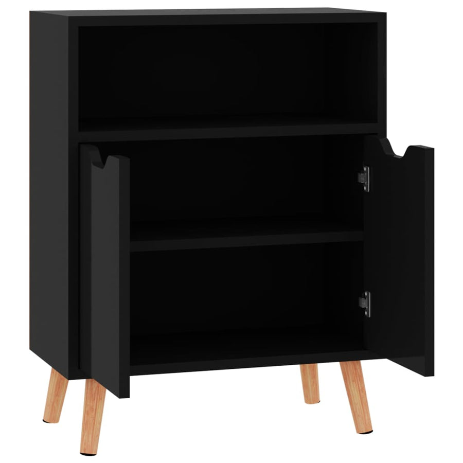 Dressoir 60X30X72 Cm Bewerkt Hout Hoogglans zwart