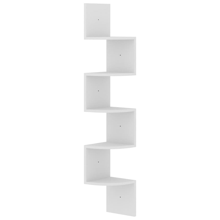 Hoekwandschap 9X9X23 Cm Bewerkt Hout Wit