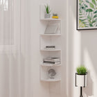 Corner wall shelf 19x19x123 cm carved wood white