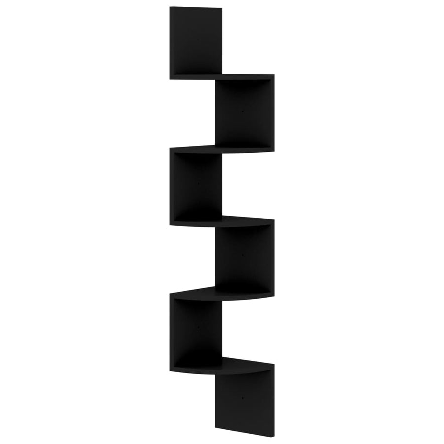 Hoekwandschap 19x19x123 cm bewerkt hout zwart