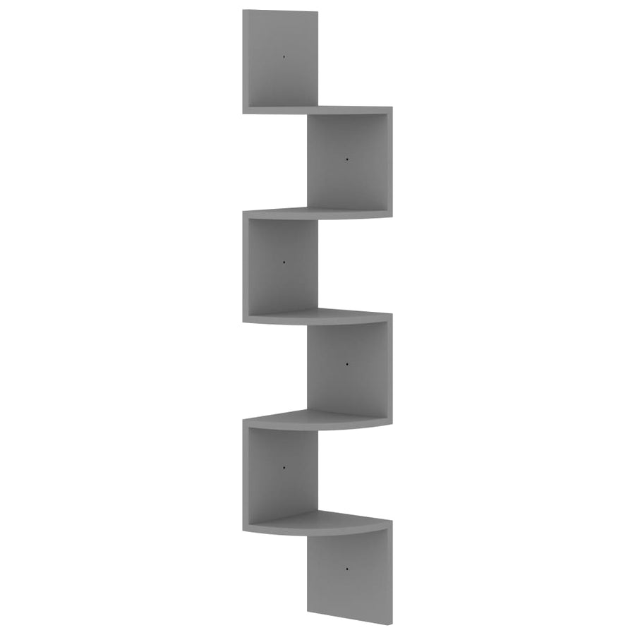 Hoekwandschap 9X9X23 Cm Bewerkt Hout 1 Grijs