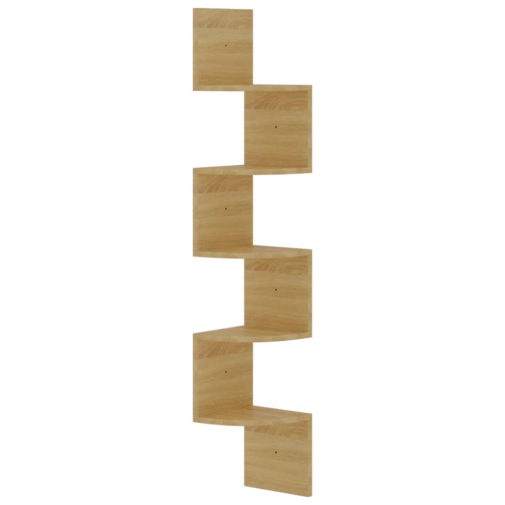 Hoekwandschap 19x19x123 cm bewerkt hout sonoma eikenkleurig