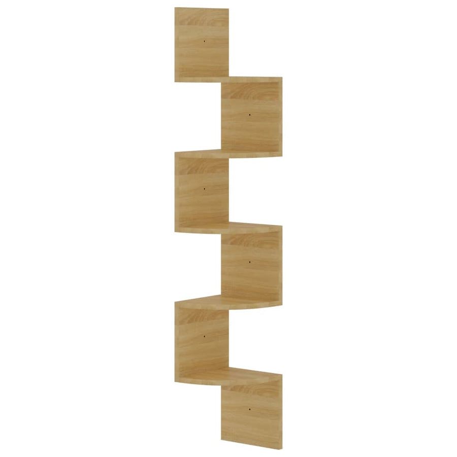 Hoekwandschap 19x19x123 cm bewerkt hout sonoma eikenkleurig
