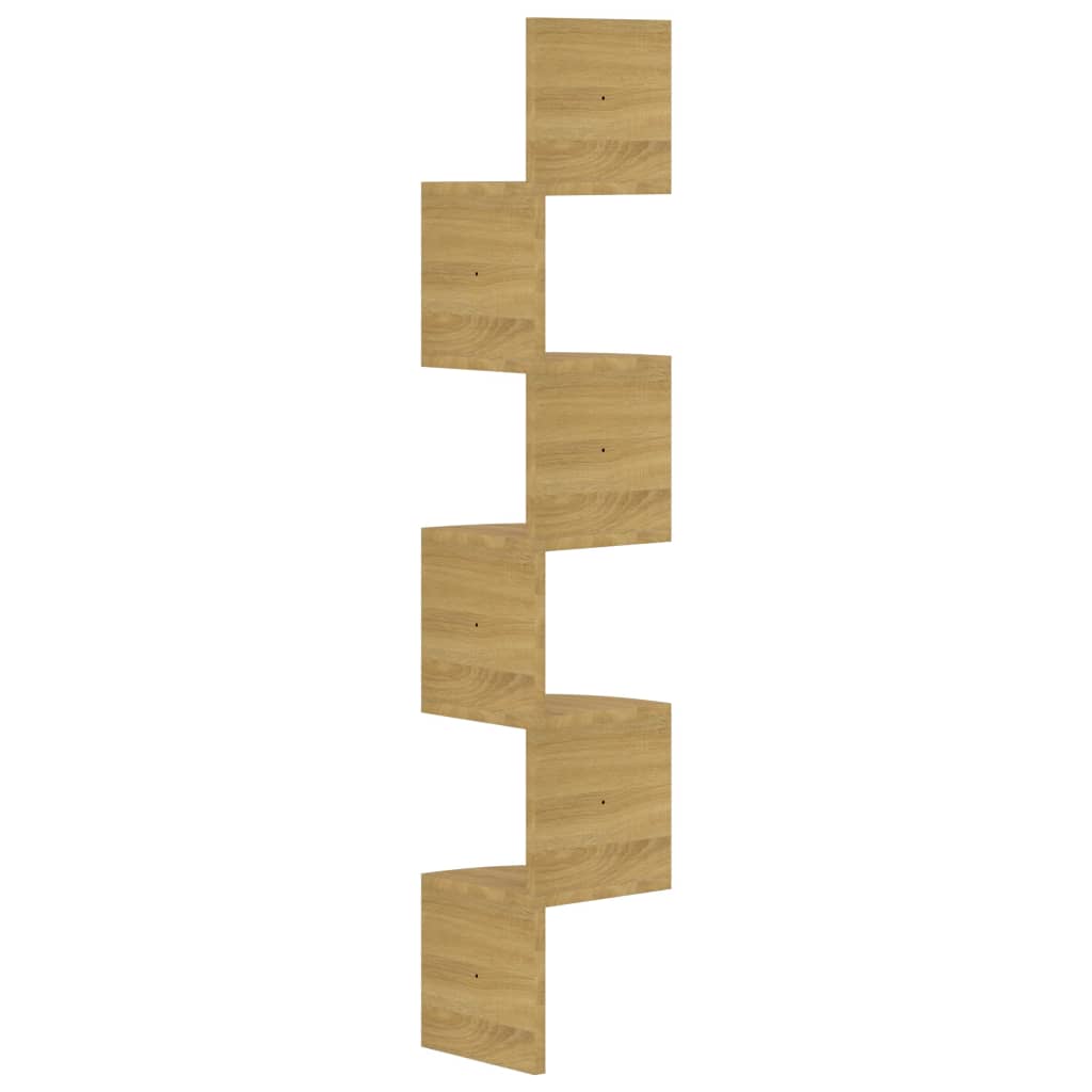 Hoekwandschap 19x19x123 cm bewerkt hout sonoma eikenkleurig
