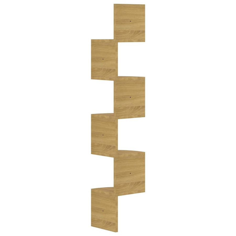 Hoekwandschap 19x19x123 cm bewerkt hout sonoma eikenkleurig
