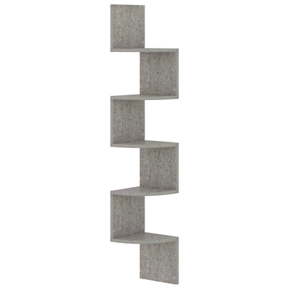Hoekwandschap 9X9X23 Cm Bewerkt Hout Betongrijs