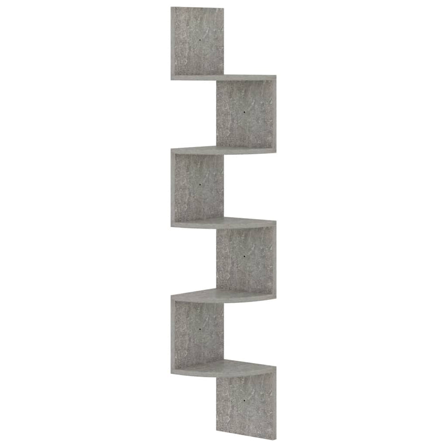Hoekwandschap 9X9X23 Cm Bewerkt Hout Betongrijs