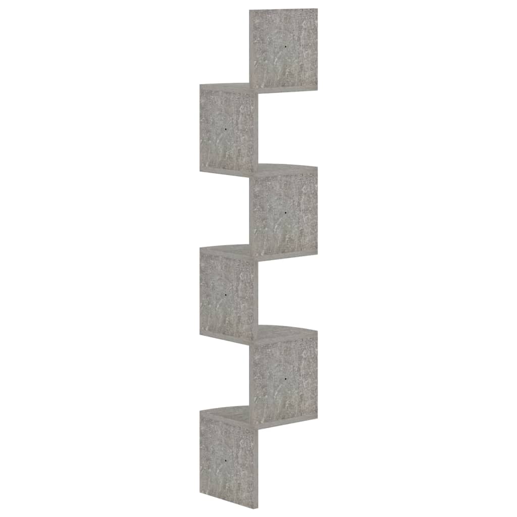 Hoekwandschap 9X9X23 Cm Bewerkt Hout Betongrijs
