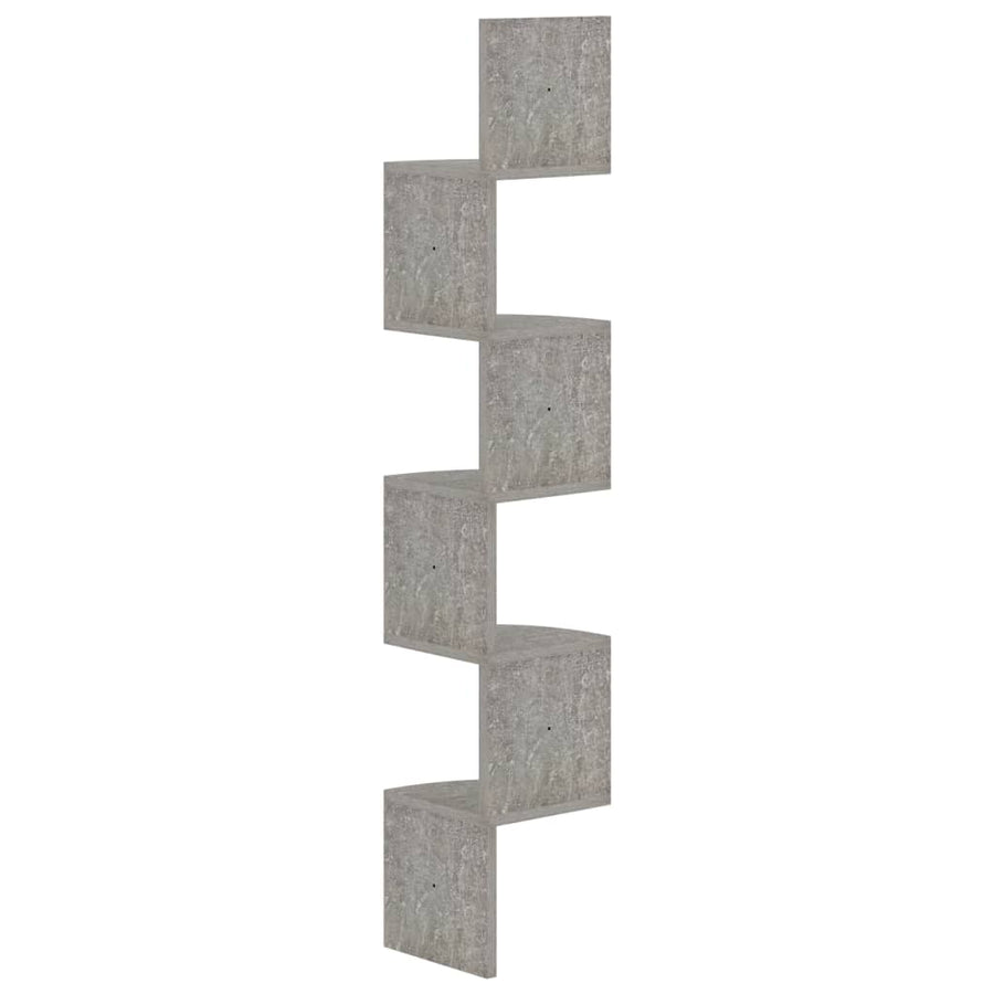 Hoekwandschap 9X9X23 Cm Bewerkt Hout Betongrijs