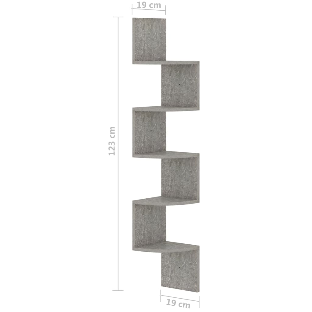 Hoekwandschap 9X9X23 Cm Bewerkt Hout Betongrijs