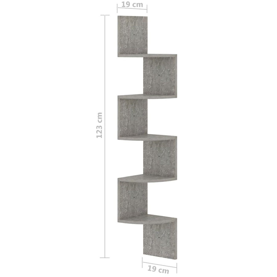 Hoekwandschap 9X9X23 Cm Bewerkt Hout Betongrijs