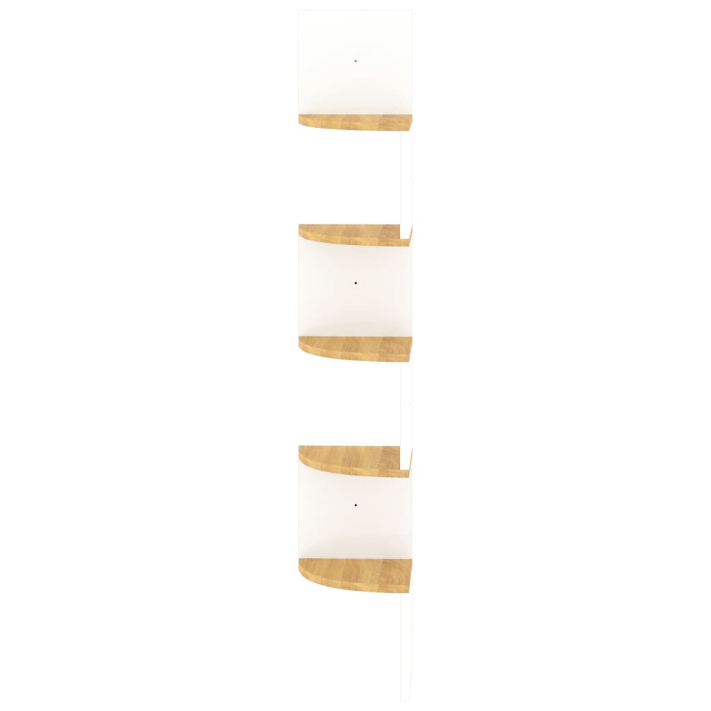 Hoekwandschap 19x19x123 cm bewerkt hout wit en sonoma eiken