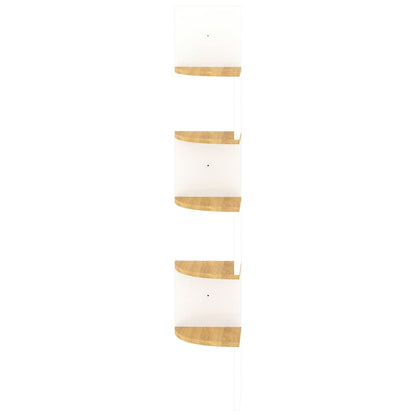 Hoekwandschap 19x19x123 cm bewerkt hout wit en sonoma eiken