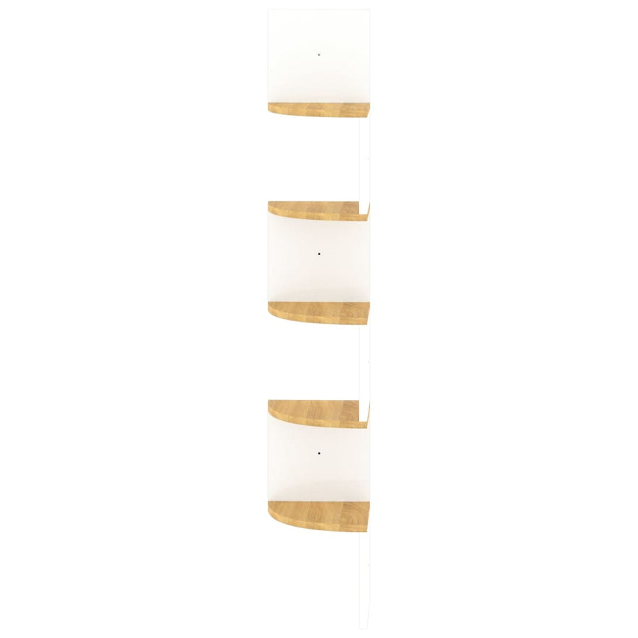 Hoekwandschap 19x19x123 cm bewerkt hout wit en sonoma eiken