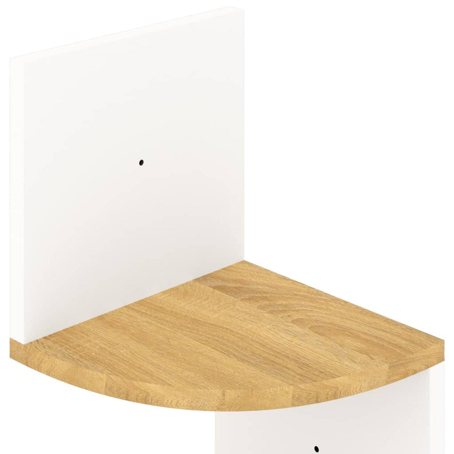 Hoekwandschap 19x19x123 cm bewerkt hout wit en sonoma eiken