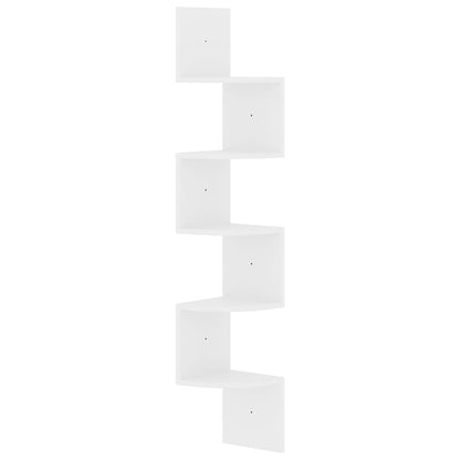 Hoekwandschap 9X9X23 Cm Bewerkt Hout Hoogglans wit