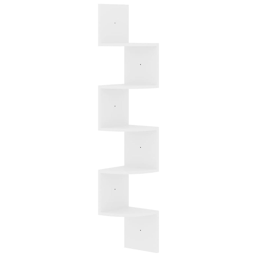 Hoekwandschap 9X9X23 Cm Bewerkt Hout Hoogglans wit