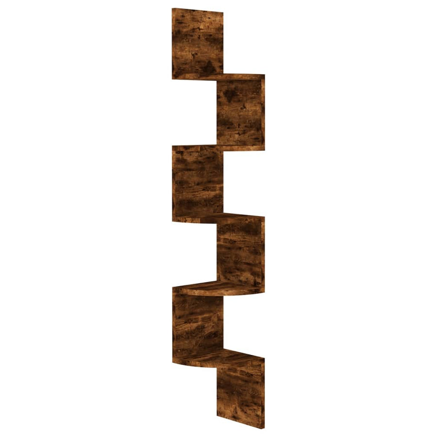 Hoekwandschap 19X19X123 Cm Bewerkt Hout Gerookt Eikenkleurig