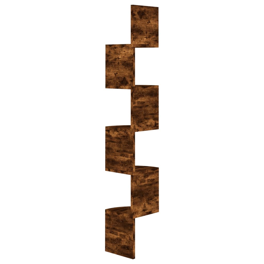 Hoekwandschap 19X19X123 Cm Bewerkt Hout Gerookt Eikenkleurig