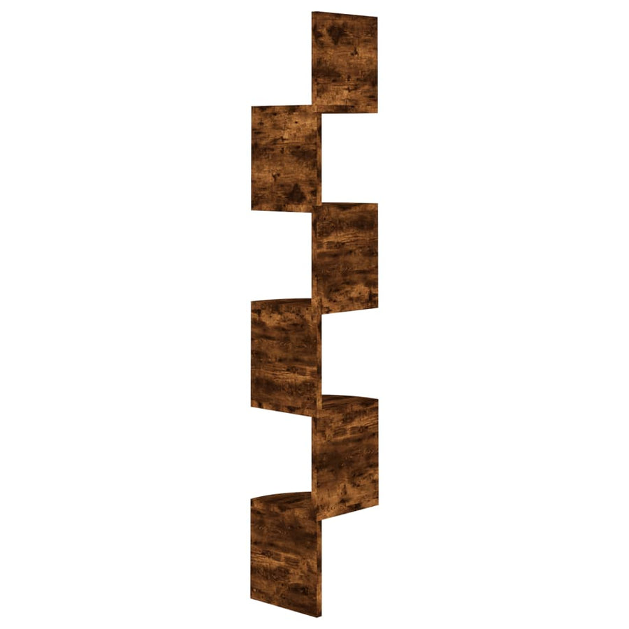 Hoekwandschap 19X19X123 Cm Bewerkt Hout Gerookt Eikenkleurig