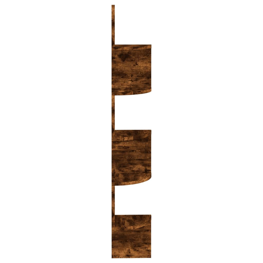 Hoekwandschap 19X19X123 Cm Bewerkt Hout Gerookt Eikenkleurig