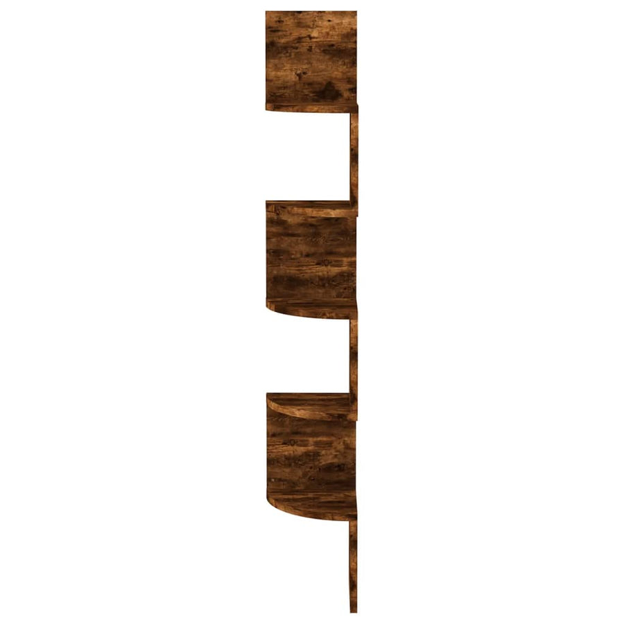 Hoekwandschap 19X19X123 Cm Bewerkt Hout Gerookt Eikenkleurig