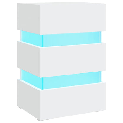 326846  Nachtkastje Led 45X35X67 Cm Bewerkt Hout Wit 1