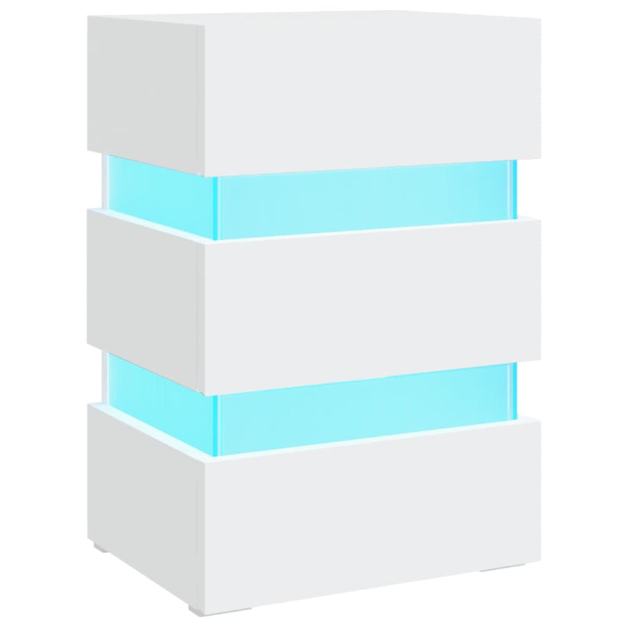 326846  Nachtkastje Led 45X35X67 Cm Bewerkt Hout Wit 1