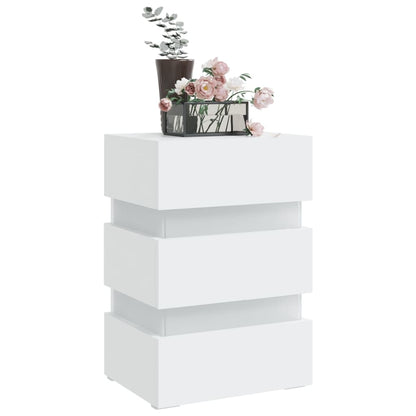 326846  Nachtkastje Led 45X35X67 Cm Bewerkt Hout Wit 1