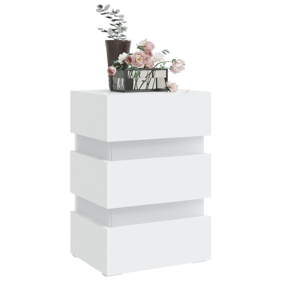 326846  Nachtkastje Led 45X35X67 Cm Bewerkt Hout Wit 1