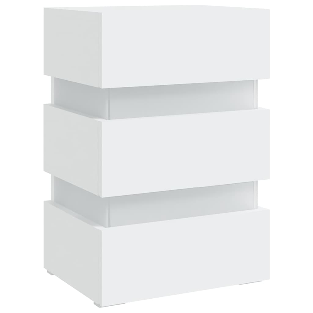 326846  Nachtkastje Led 45X35X67 Cm Bewerkt Hout Wit 1
